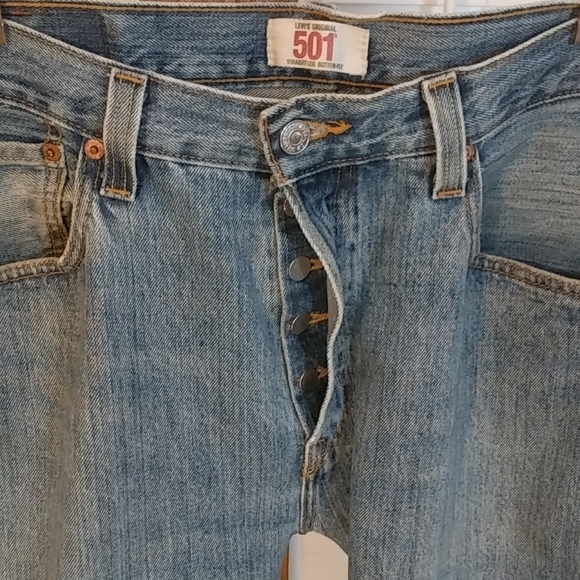 Levi's Strauss 90s Y2K Mens Straight Button Fly Blue Denim Jeans Size W34 L32 - Picture 5 of 12